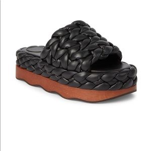 Chloe Wavy Braided Leather Platform Sandals